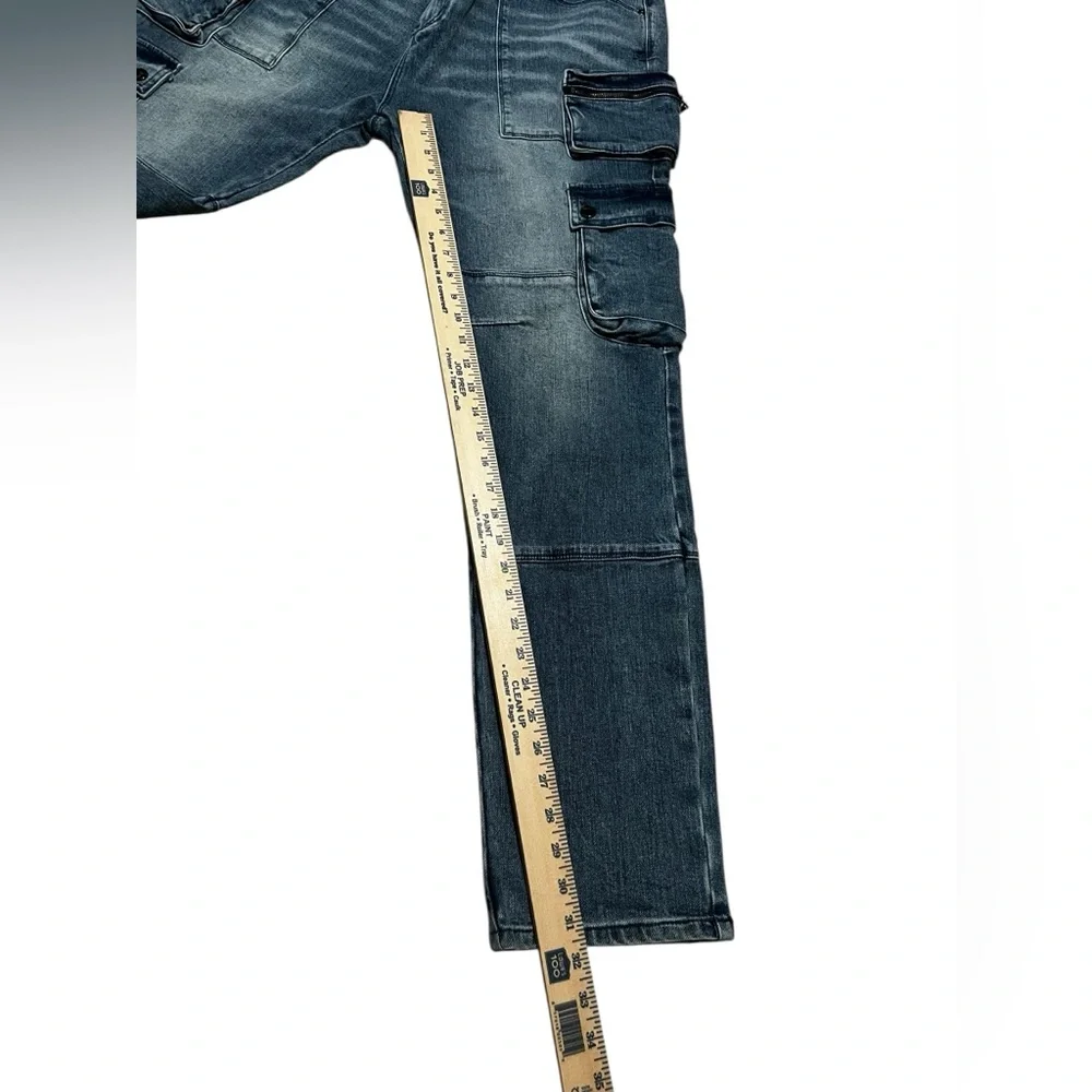 RtA men's slate cargo straight leg jeans vintage indigo pants blue denim size 40